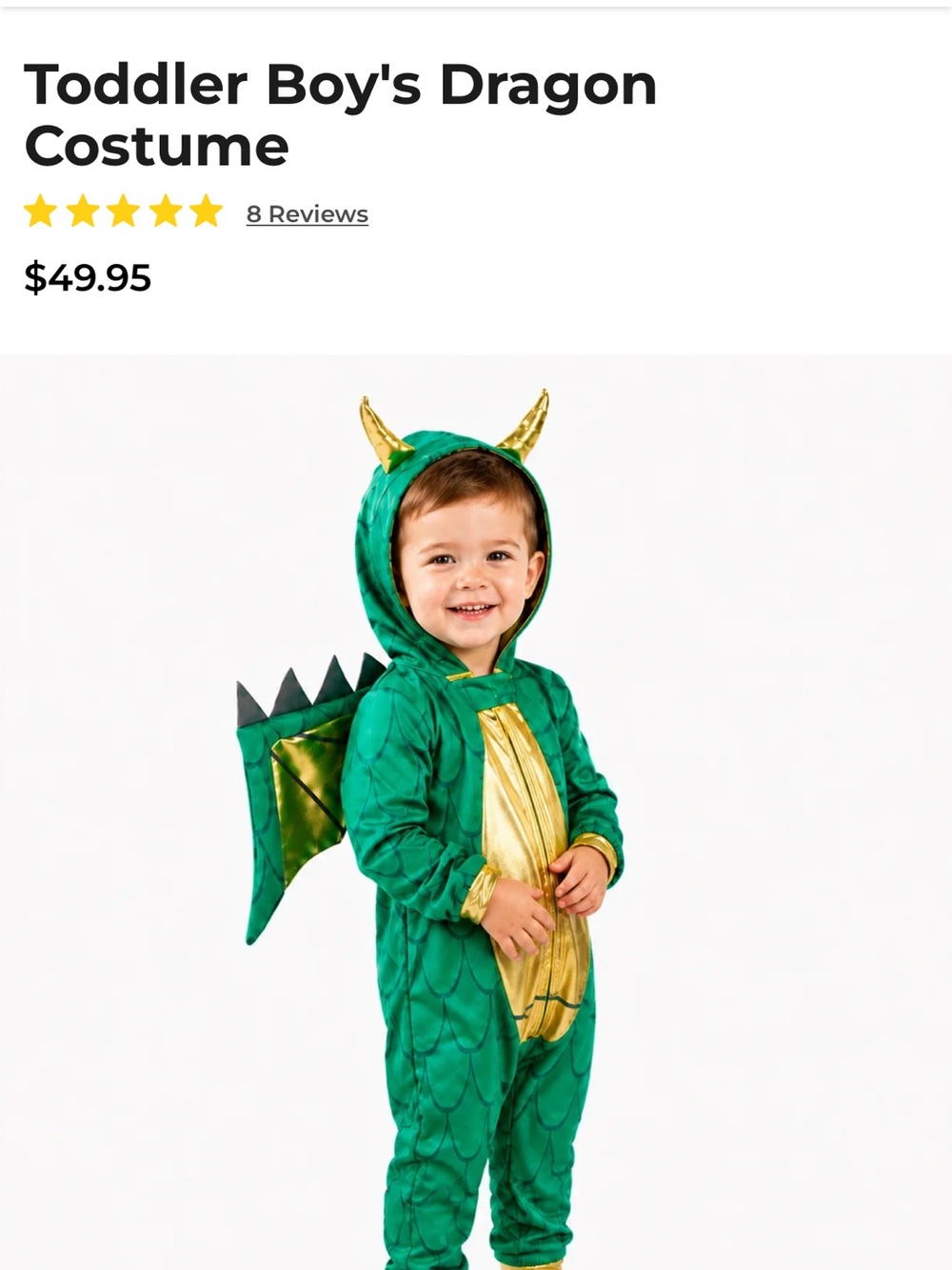 Tipsy Elves Green and Gold Dragon Costume for Kids